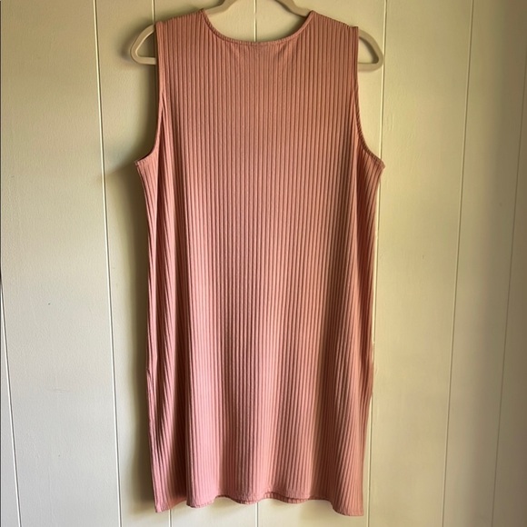 J. Jill Wherever Collection Pink Ribbed Sleeveless Sheath Midi Beach Dress Sz L - Picture 2 of 8